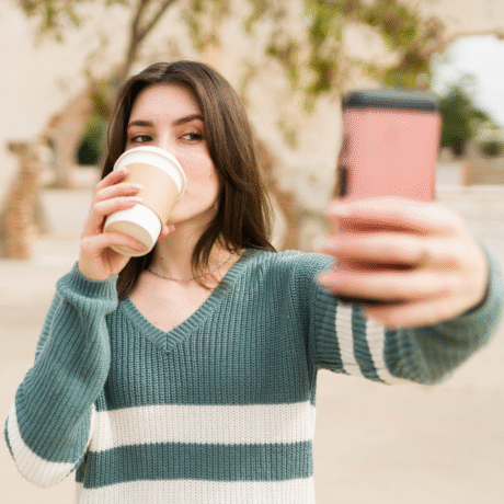 Coffee Shop with Local Influencers standing and taking pictures